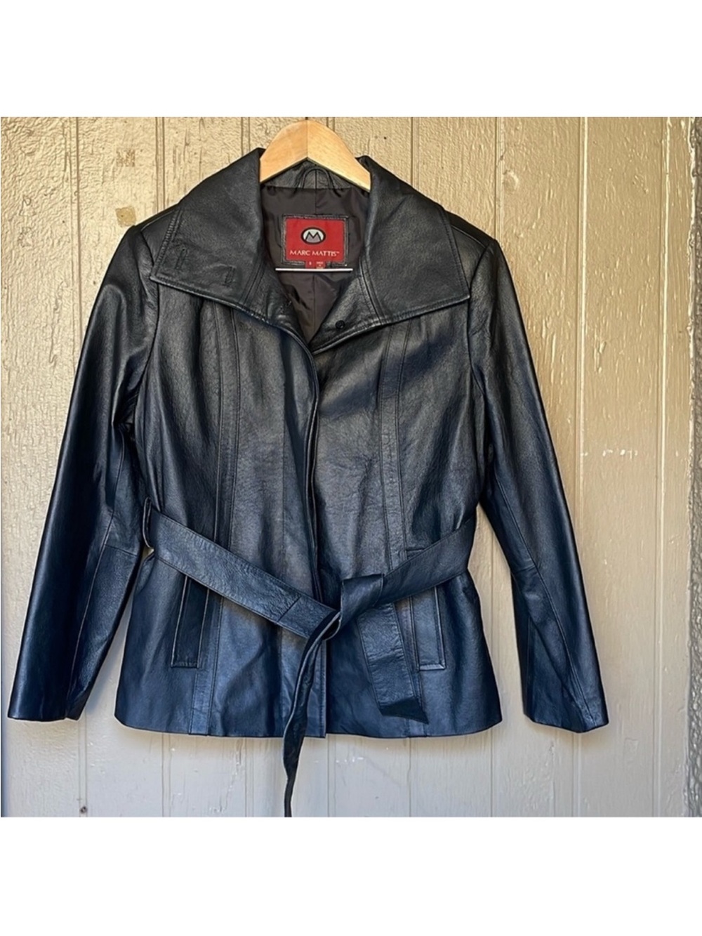 Marc Mattis Vintage Black Leather Belted Jacket - Women's Size S